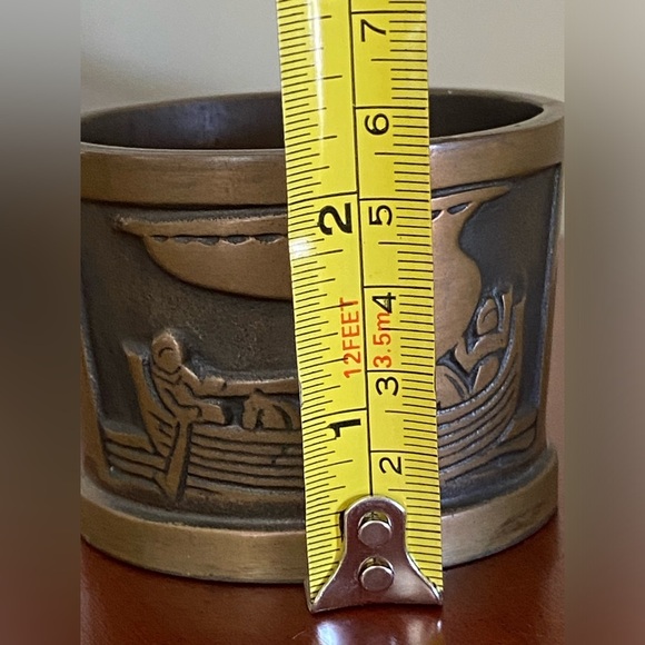Aedel Malm Denmark Vintage 1960s Bronze Cup Votive Dish Viking Ship Marked - Picture 8 of 9